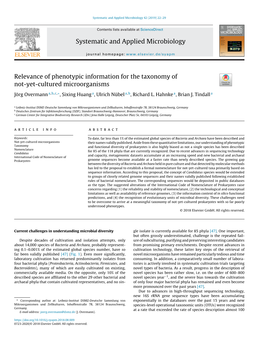 Relevance of Phenotypic Information for the Taxonomy of Not-Yet-Cultured Microorganisms