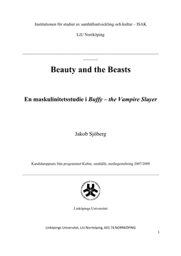 Beauty and the Beasts En Maskulinitetsstudie I Buffy – The