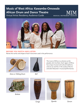Kawambe-Omowale African Drum and Dance Theatre Virtual Artist Residency Audience Guide