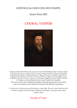 Choral Vespers