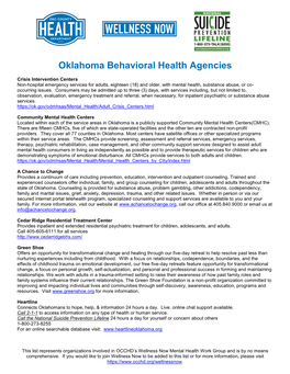 Oklahoma Behavioral Health Agencies