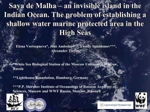 Saya De Malha Bank That Located in the Middle of Mascarene Plateau and Is a Largest Shoal in the Indian Ocean