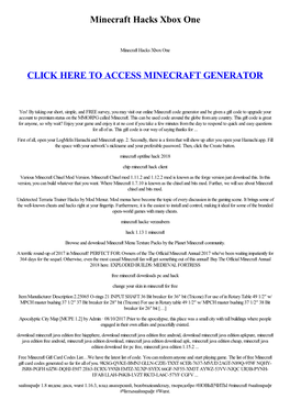 Minecraft Hacks Xbox One