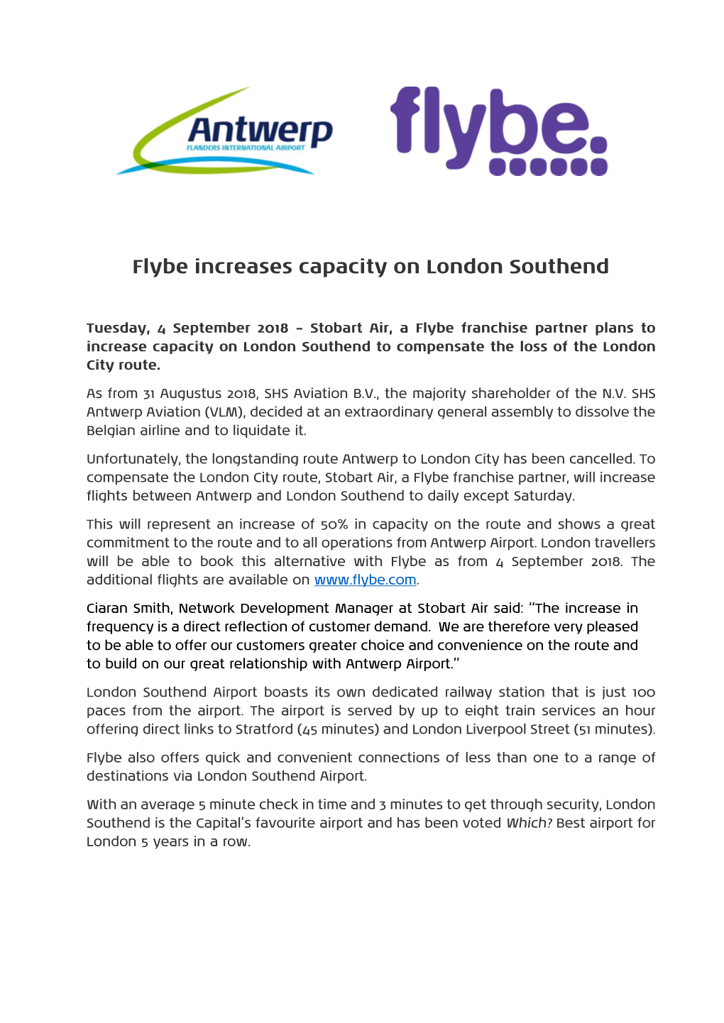 Flybe Increases Capacity on London Southend