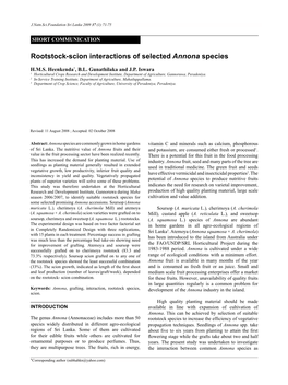 Rootstock-Scion Interactions of Selected Annona Species