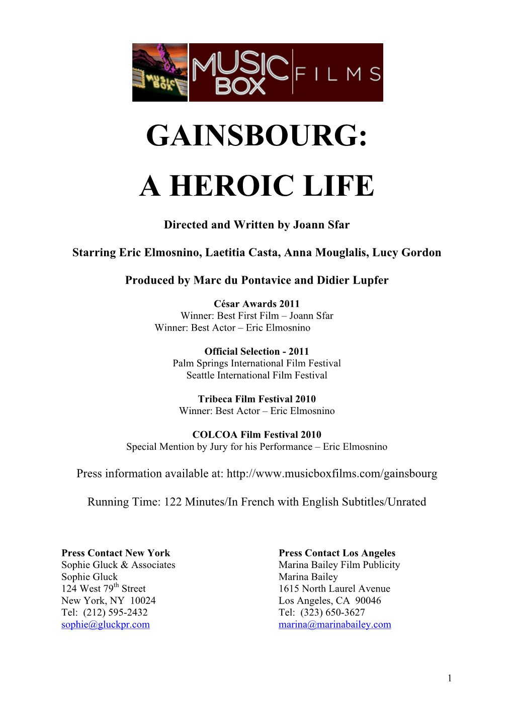 Gainsbourg: a Heroic Life