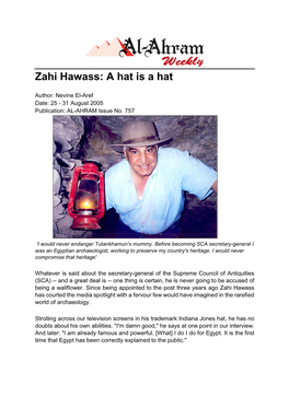 Zahi Hawass: a Hat Is a Hat