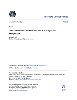 The Israeli-Palestinian Oslo Process: a Prenegotiation Perspective