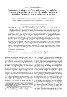 Responses of Delphastus Catalinae