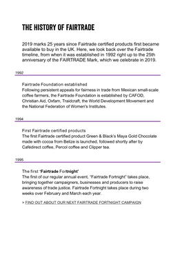 The History of Fairtrade