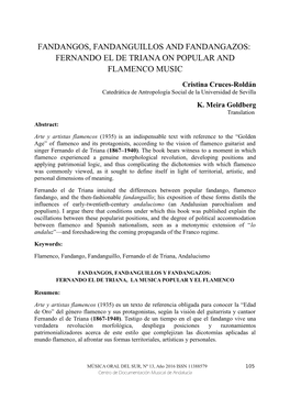 Fandangos, Fandanguillos and Fandangazos: Fernando El De Triana on Popular and Flamenco Music