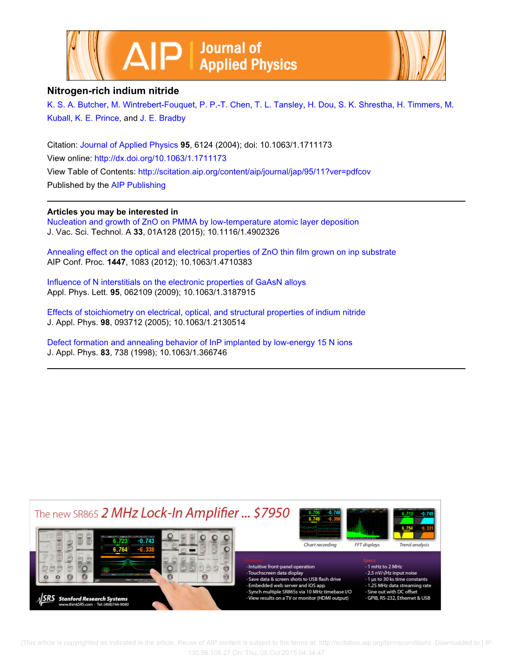 Nitrogen-Rich Indium Nitride K