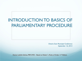 Basic Parliamentary Procedures