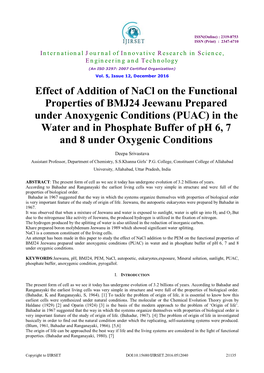 Effect of Addition of Nacl on the Functional Properties Of