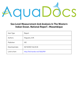 Sea Level Measurement and Analysis in the Western Indian Ocean