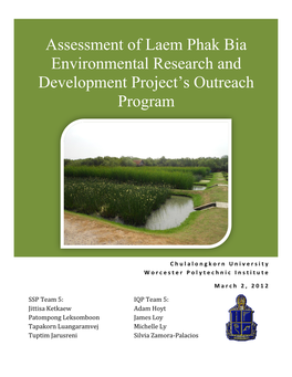 Assessment of Laem Phak Bia Environmental Research and Development Project's Outreach Program