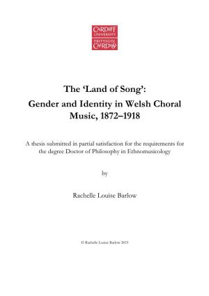 Gender and Identity in Welsh Choral Music, 1872–1918