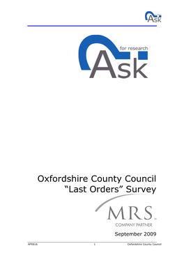 Oxfordshire County Council “Last Orders” Survey