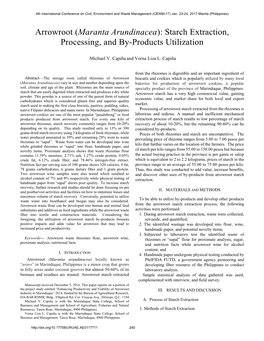 Starch Extraction, Processing, and By-Products Utilization