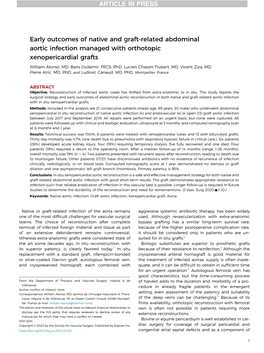 Early Outcomes of Native and Graft-Related Abdominal Aortic Infection Managed with Orthotopic Xenopericardial Grafts