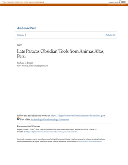 Late Paracas Obsidian Tools from Animas Altas, Peru Richard L