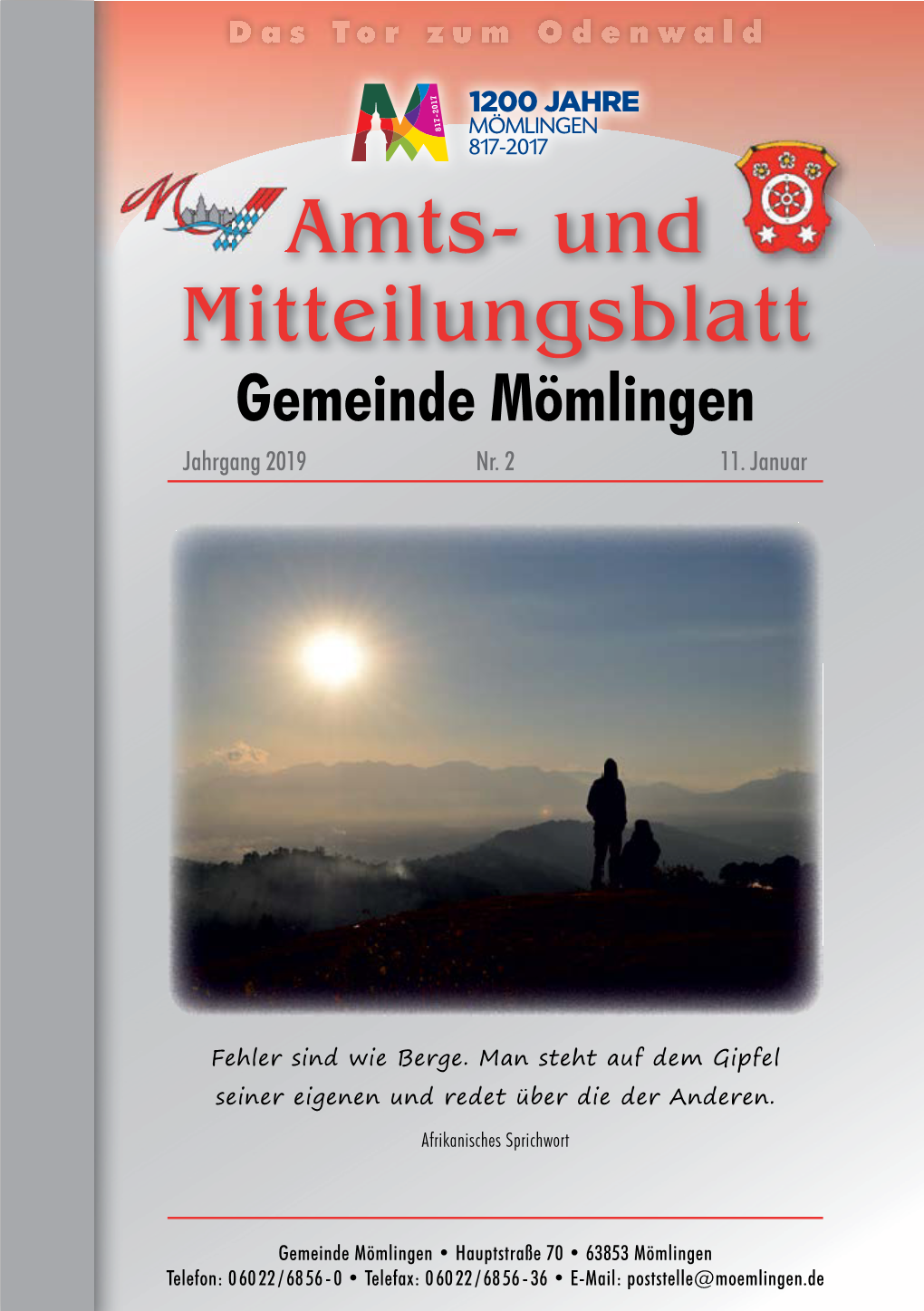 Amts- Und Mitteilungsblatt Gemeinde Mömlingen Jahrgang 2019 Nr