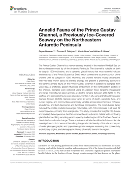 Annelid Fauna of the Prince Gustav Channel, a Previously Ice-Covered Seaway on the Northeastern Antarctic Peninsula