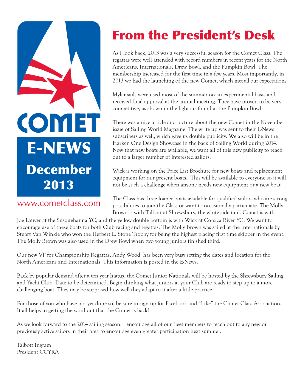 December 2013 Comet Enewsletter