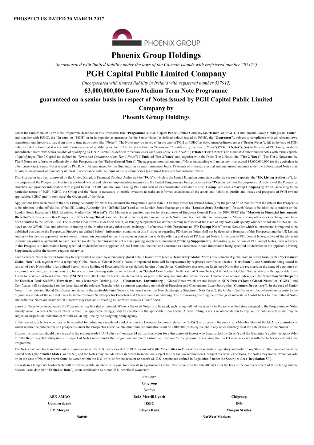 Phoenix Group Holdings PGH Capital Public Limited Company