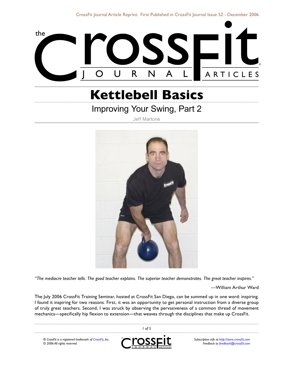 Kettlebell Basics Improving Your Swing, Part 2 Jeff Martone