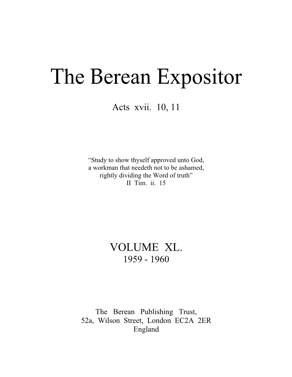 The Berean Expositor