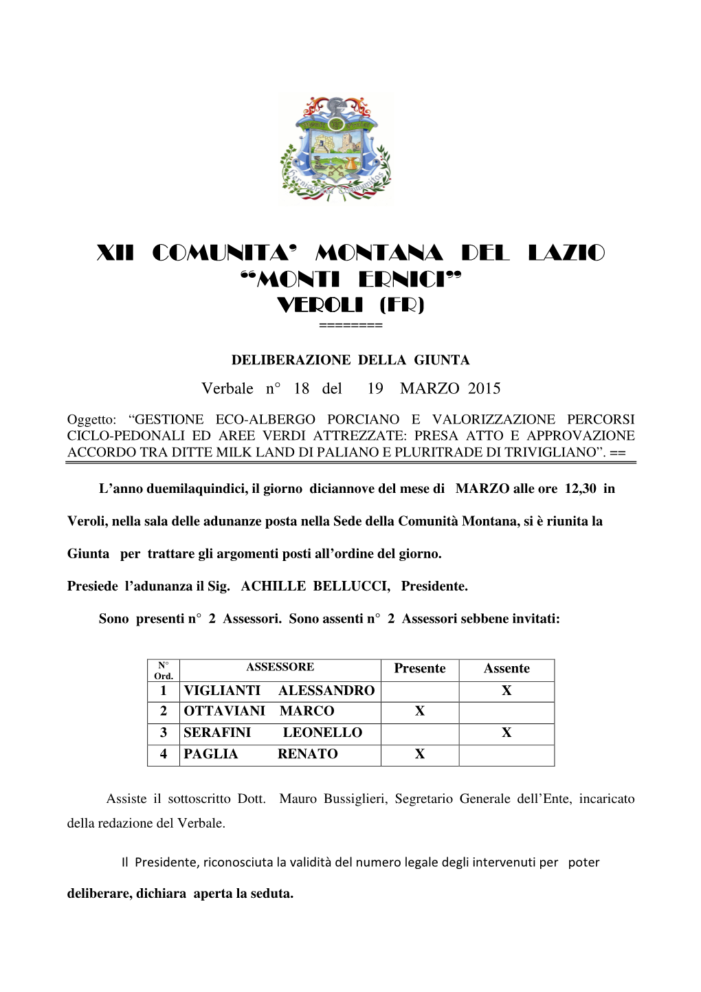 Xii Comunita' Montana Del Lazio “Monti Ernici”