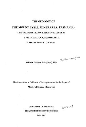 The Geology of the Mount Lyell Mines Area, Tasmania