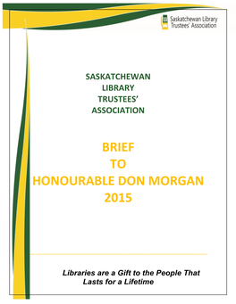 SLTA Brief to the Honourable Don Morgan, Minister of Education, June
