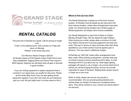 RENTAL CATALOG Our Rental Department Is Open from 8:30Am to 5:00Pm Monday Through Friday