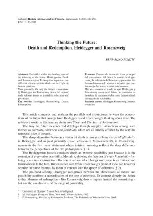Thinking the Future. Death and Redemption. Heidegger and Rosenzweig