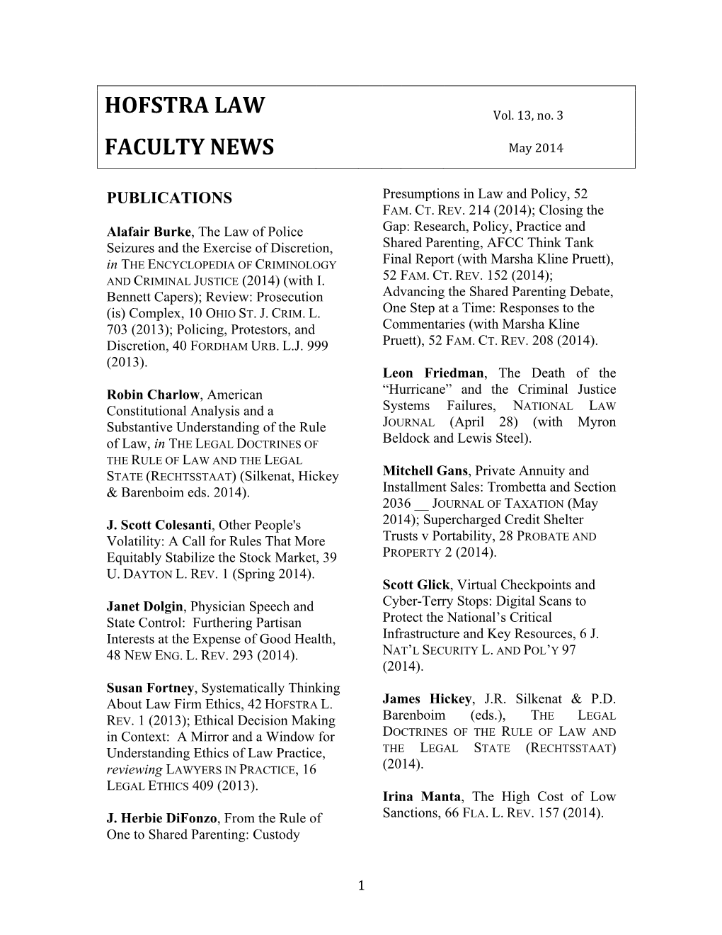 Faculty Newsletter Vol 13 No 3