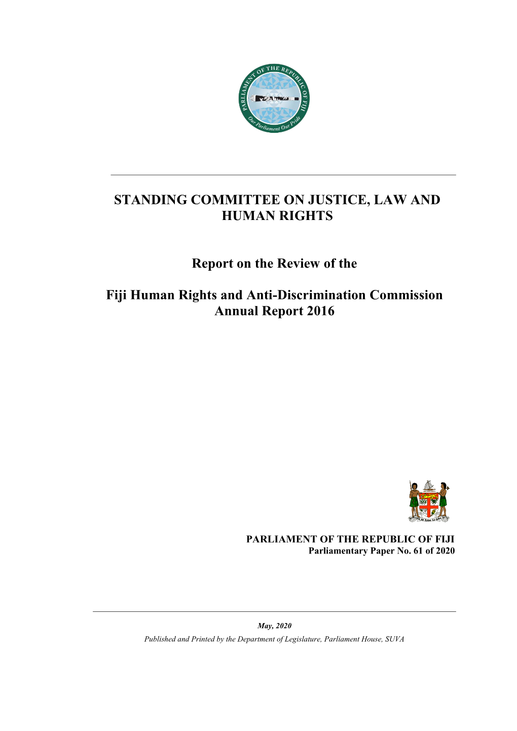 Fiji Human Rights and Anti-Discrimination Commission Annual Report 2016