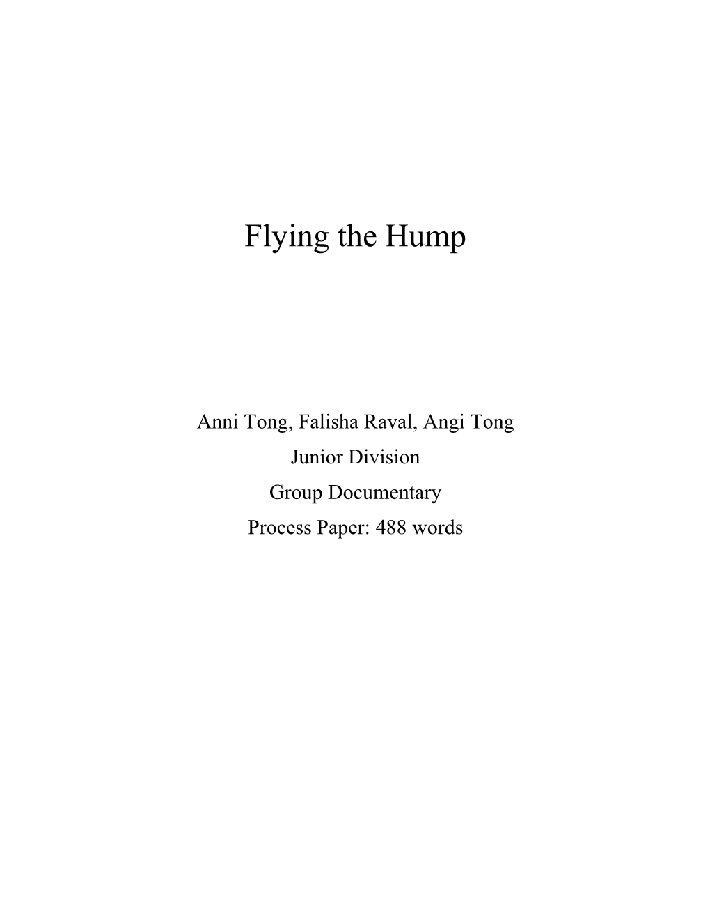Flying the Hump