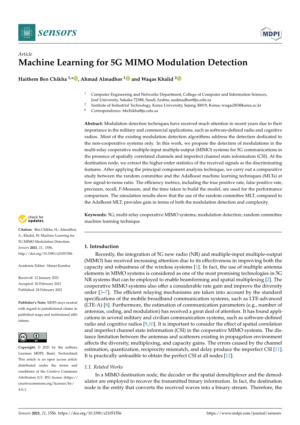 Machine Learning for 5G MIMO Modulation Detection