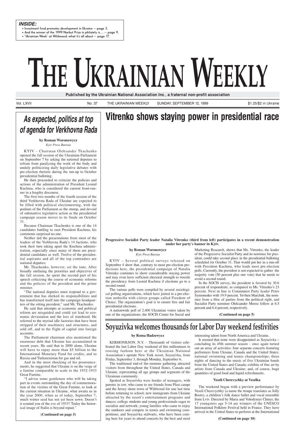 The Ukrainian Weekly 1999, No.37