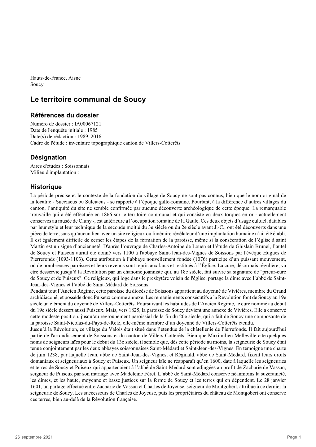 Le Territoire Communal De Soucy