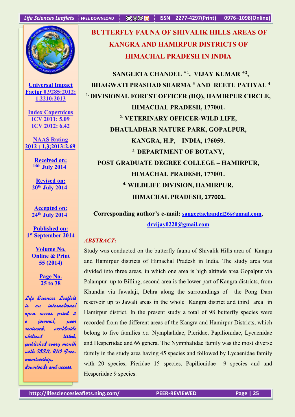 Comparative Occurance and Population Status of Bird Species in Different Talukas of Patan District (North Gujarat)