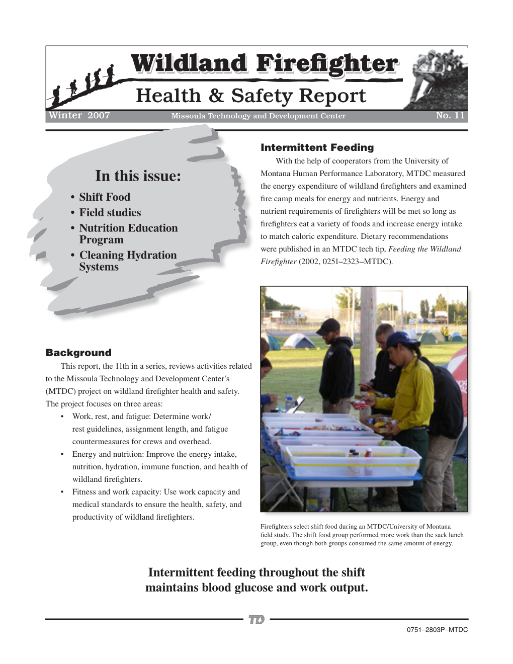 Wildland Firefighterfirefighter Health & Safety Report Winter 2007 Missoula Technology and Development Center No