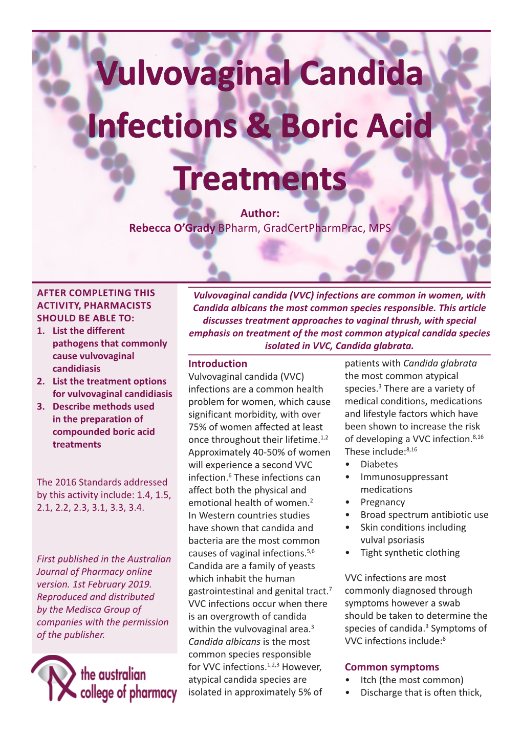 Candida Glabrata and Boric Acid