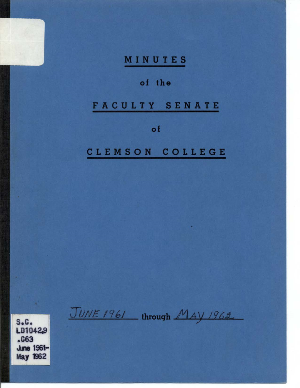 Faculty Senate Minutes, September 1961