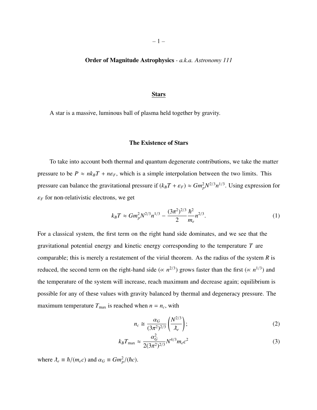 –1– Order of Magnitude Astrophysics