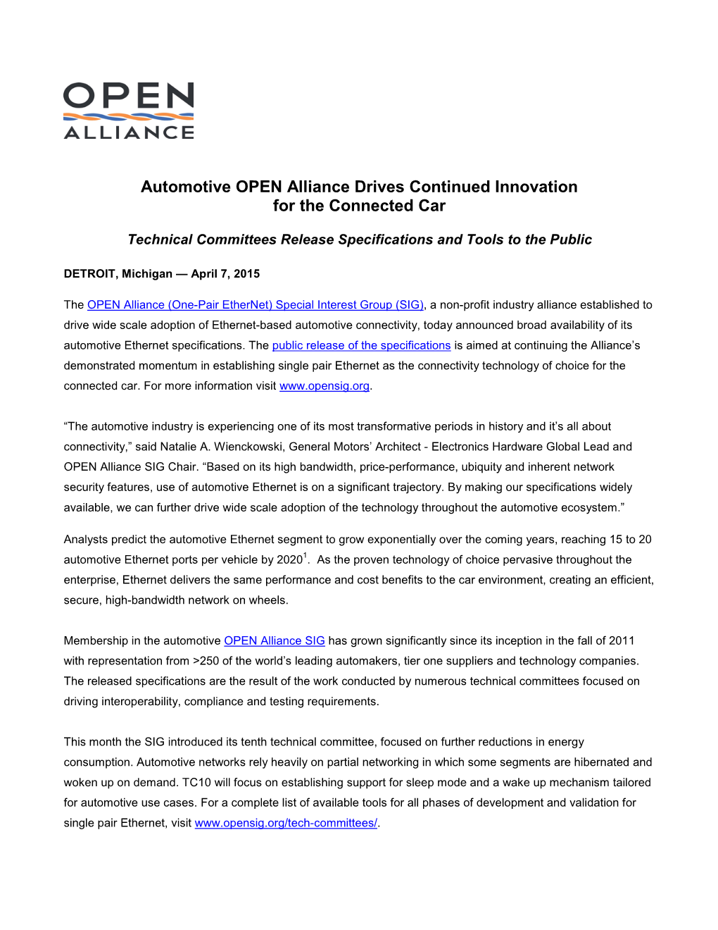 Automotive OPEN Alliance Drives Continued Innovation for the Connected Car