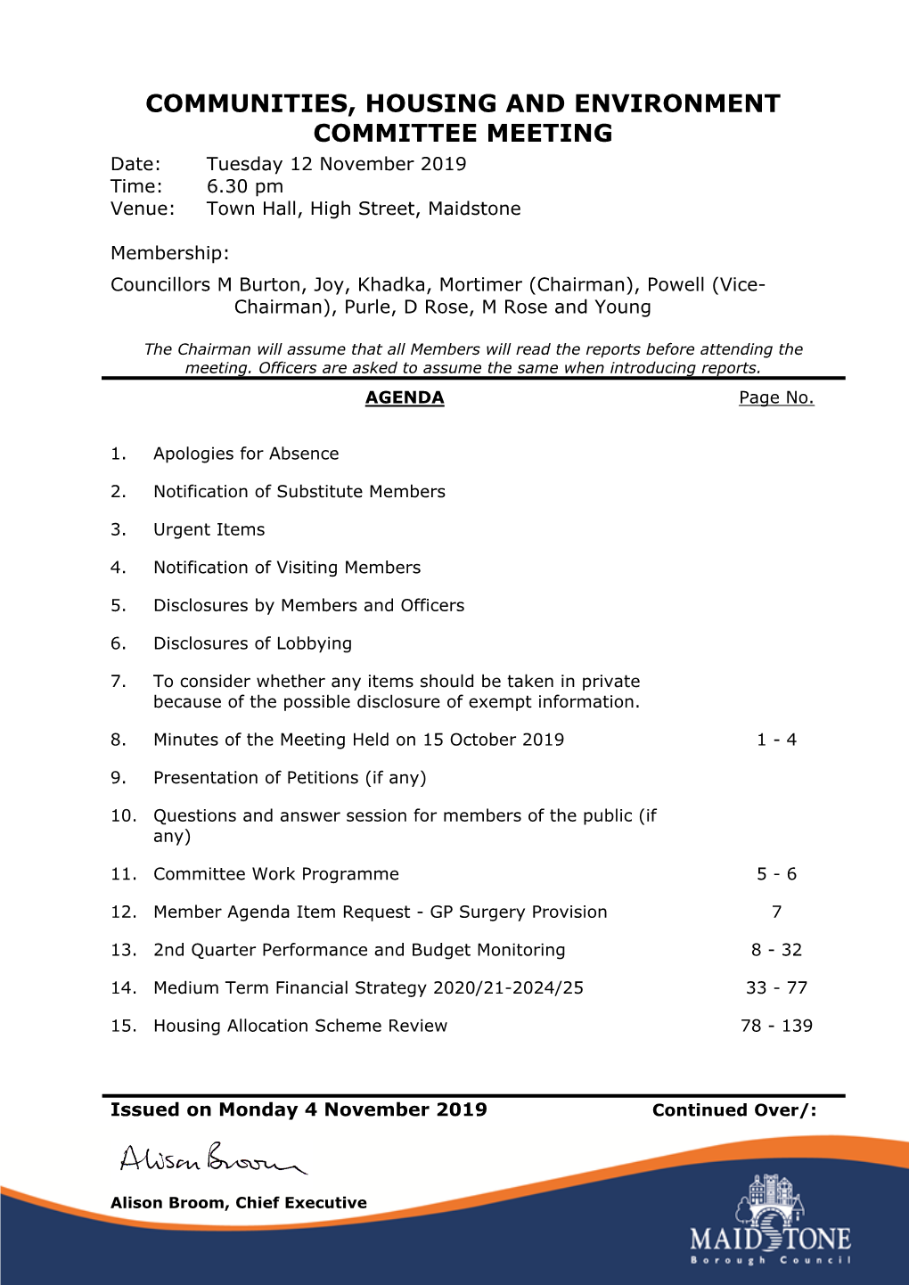 Agenda Document for Communities, Housing and Environment