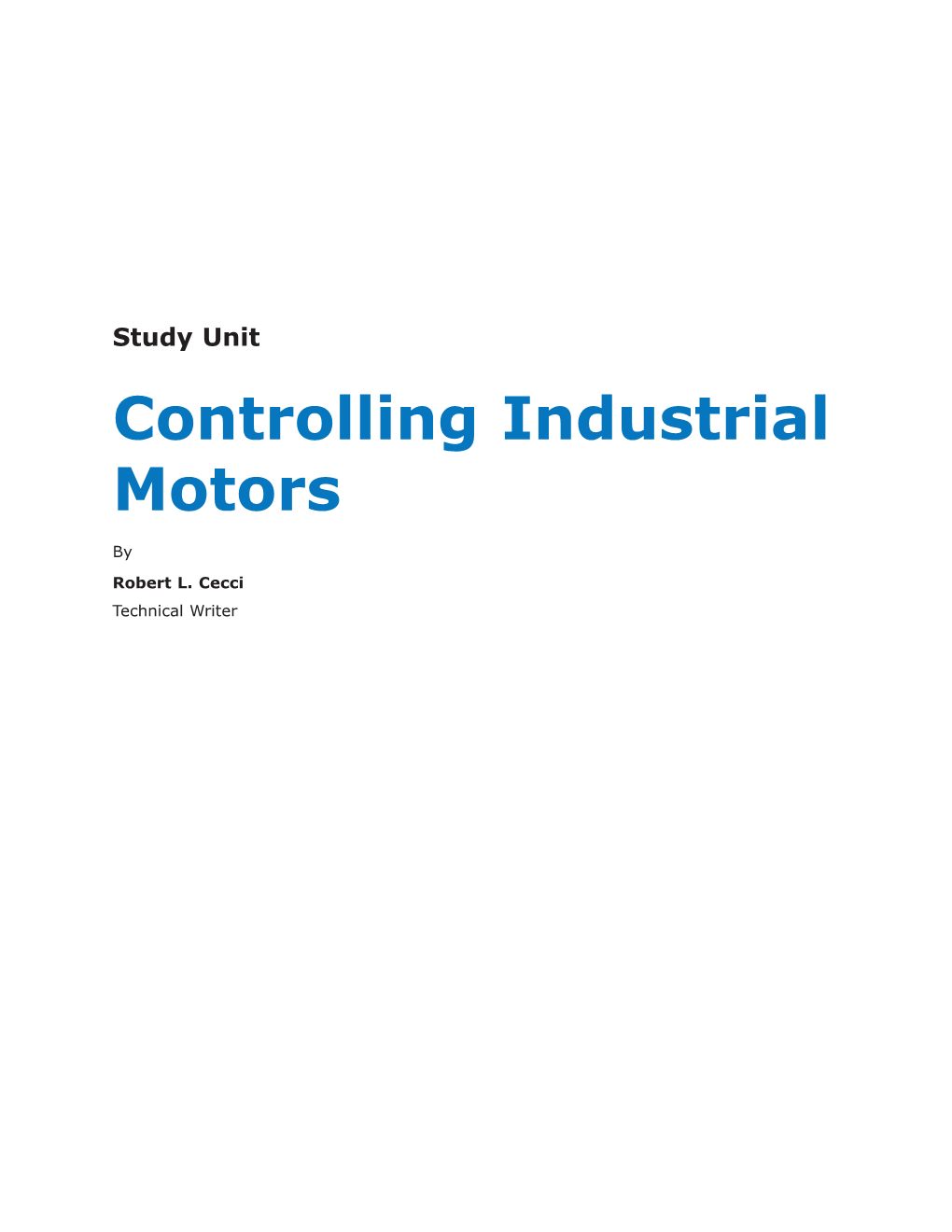 Study Unit Controlling Industrial Motors
